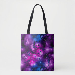 Tote Bag Galaxie Marbre Rose, Violet & Bleu à l'aquarelle