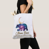 Tote Bag Galaxie Ourse Mère et Oursons Silhouette de Lune (De près)