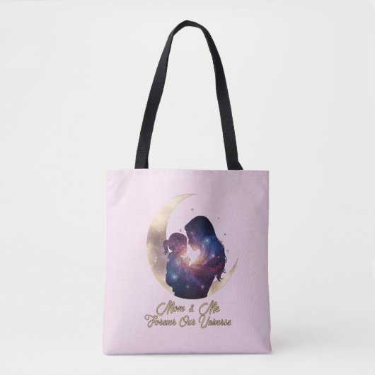 Tote Bag Galaxy Mama & Child Silhouette Moon Art (Devant)