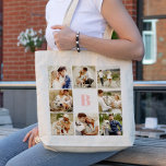 Tote Bag Galerie Monogrammée de 8 Photos Personnalisées<br><div class="desc">Personnalisez ce design avec 8 de vos photos préférées et un monogramme dans votre couleur préférée. Un mélange parfait de style et de sentimentalité. Idéal pour des cadeaux ou un usage quotidien.</div>