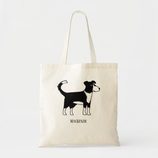 Tote Bag Gallois Bordure Collie Sheepdog Nom personnalisé (Devant)