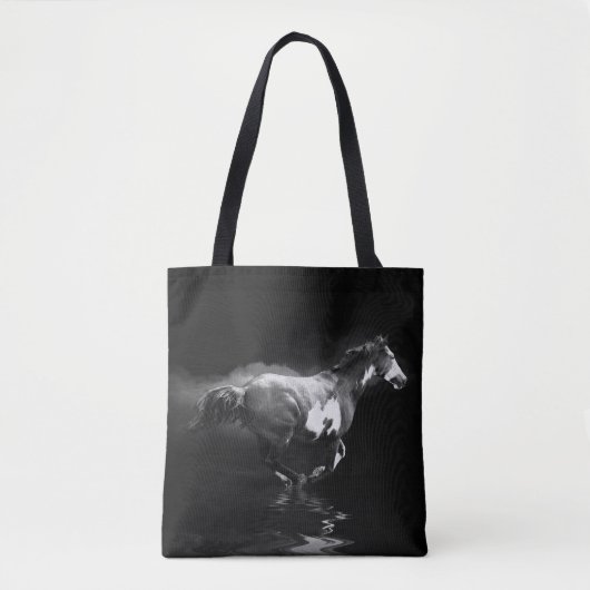 Tote Bag Galloping Pinto Horse and Smoke (Devant)