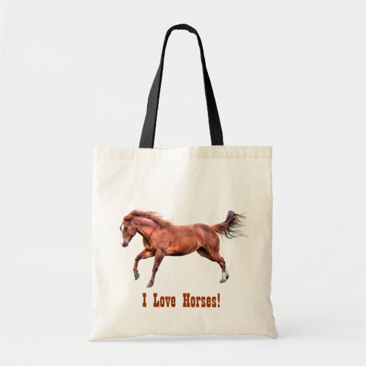 Tote Bag Galloping Spirited Red Dun Horse Design (Devant)