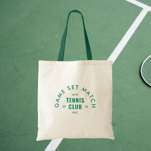 Tote Bag Game Set Match Après Tennis Club Poignée Verte