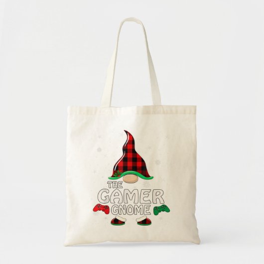 Tote Bag Gamer Gnome Buffalo Plaid Matching Family Christma (Devant)