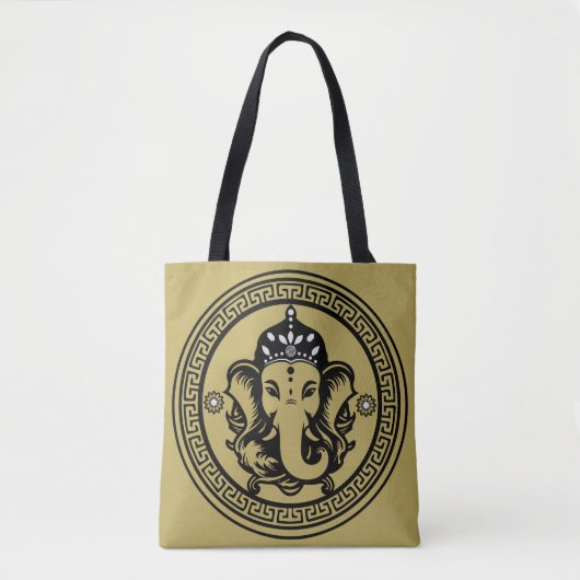 Tote Bag Ganesha Themed Hindu Art Print (Devant)