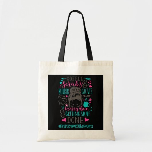 Tote Bag Gants en caoutchouc Scrubs de café Messy Bun Respi (Devant)