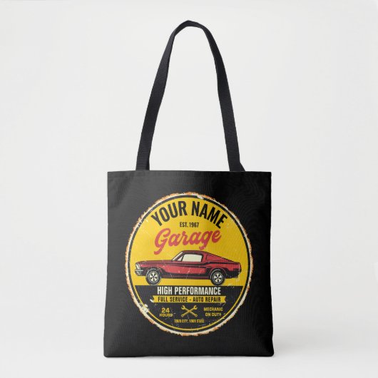 Tote Bag Garage de voiture classique rouge rapide 1967 pers (Devant)
