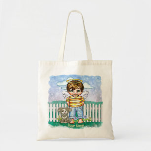 Tote Bag Garçon Ange et Chien