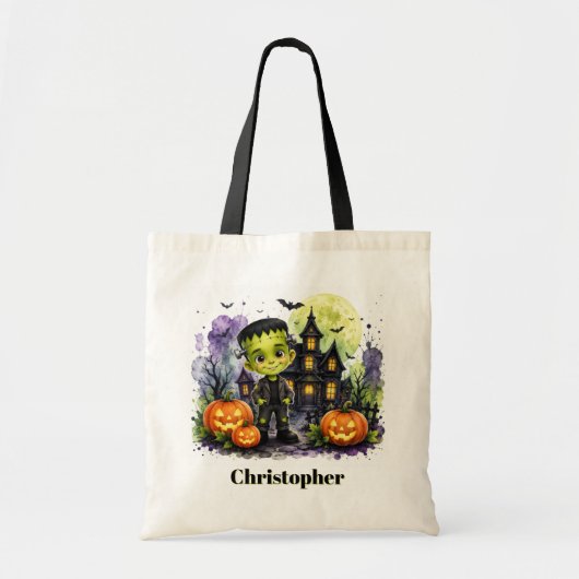 Tote Bag Garçon de Frankenstein mignon Anniversaire Hallowe (Devant)