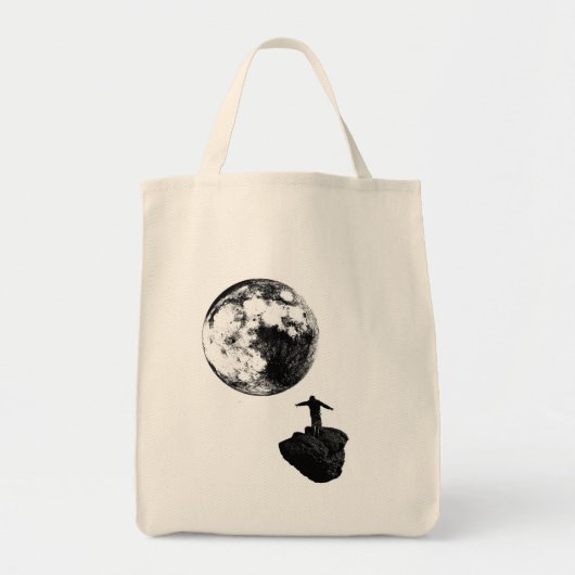 Tote Bag Garçon et la lune - noir (Devant)