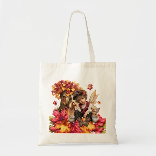 Tote Bag Garçon fée du clan Maple avec des lapins (Devant)