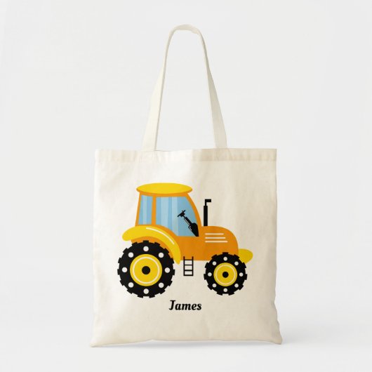 Tote Bag Garçons Joli Tracteur Jaune (Devant)