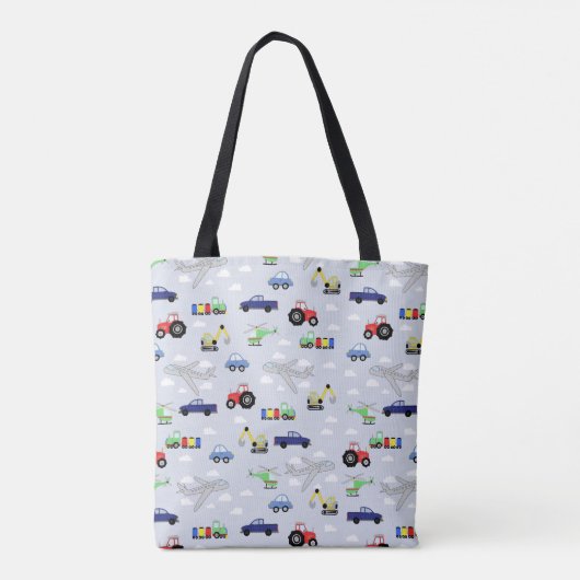 Tote Bag Garçons Transport Motif Tracteur et nom Enfants (Dos)