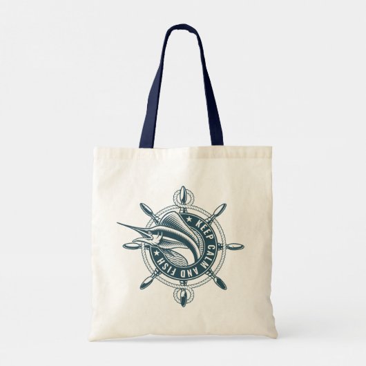 Tote Bag Garde Cal et poisson-Bleu badge de poisson (Dos)