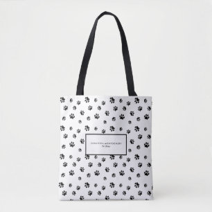 Tote Bag Garde d'animaux professionnelle Black Paw Prints