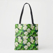 Tote Bag Gardenias blanches et Feuilles verts de Jade (Devant)