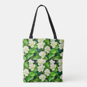 Tote Bag Gardenias blanches et Feuilles verts de Jade (Dos)