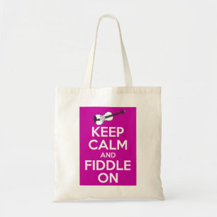 Tote Bag Gardez le calme et le violon sur (le rose de