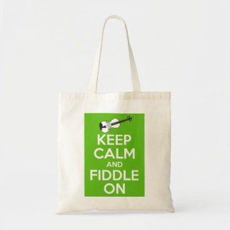 Tote Bag Gardez le calme et le violon sur (le vert)