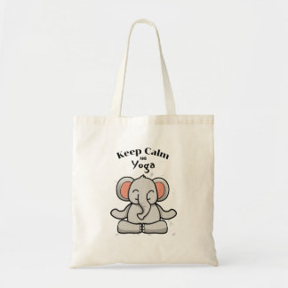 Tote Bag Gardez le calme et l'éléphant de yoga
