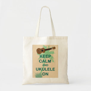 Tote Bag Gardez le calme et l'ukulélé sur la copie