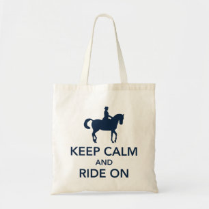 Tote Bag Gardez le calme et montez sur le bleu marine de