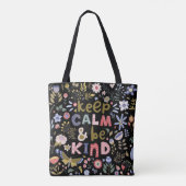 Tote Bag Gardez Le Calme Et Soyez Des Fleurs D'Art Folk (Dos)