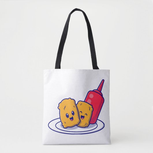 Tote Bag Gâteau De Gâtes Souriez Avec Un Dessin De Sauce (Devant)