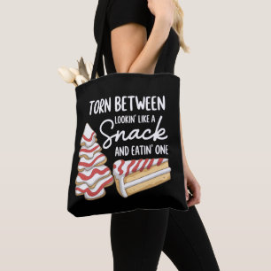 Tote Bag Gâteau en forme de sapin de Noël déchiré entre l'e