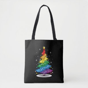 Tote Bag Gay LGBT Pride Arbre de Noël Arc-en-ciel Joyeux No