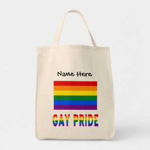 Tote Bag Gay Pride and Rainbow Flag with Your Nom