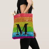 Tote Bag Gay pride monogramme à la mode Parties scintillant (De près)