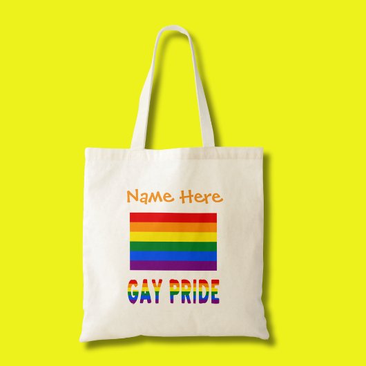 Tote Bag Gay pride Rainbow Drapeau orange Personnalisation