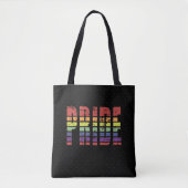 Tote Bag Gay pride Rainbow Flag Retro Sunset Lines (Devant)
