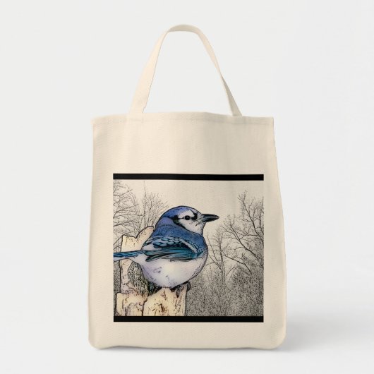 Tote Bag Geai bleu dessinant Fourre-tout (Devant)