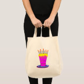 Tote Bag Géant gâteau d'anniversaire rose (Devant (produit))