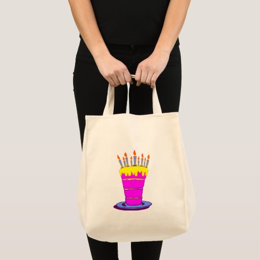 Tote Bag Géant gâteau d'anniversaire rose (Devant (produit))