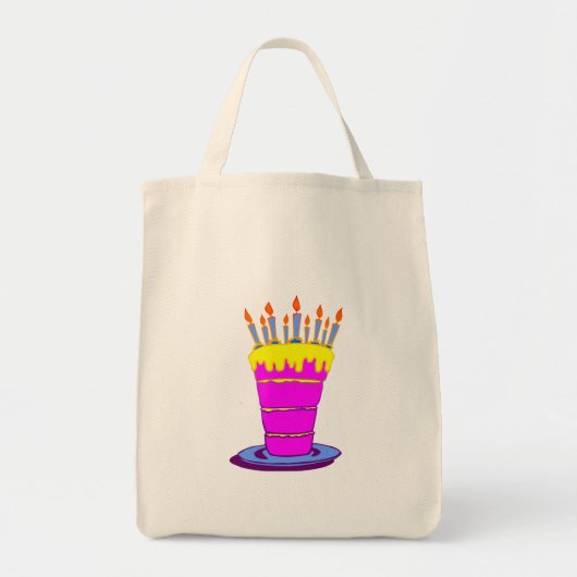 Tote Bag Géant gâteau d'anniversaire rose (Devant)