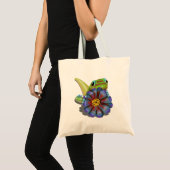 Tote Bag Gecko avec Zinnia Flower (Devant (produit))