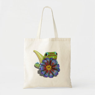 Tote Bag Gecko avec Zinnia Flower