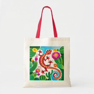 Tote Bag Gecko du Sud-Ouest avec Fleurs de Cactus