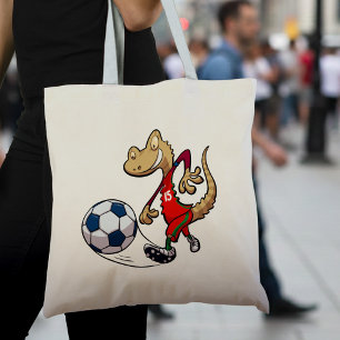Tote Bag Gecko heureux d'étoile du football donnant un coup