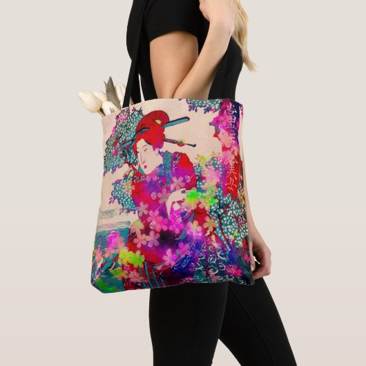 Tote Bag Geisha Fourre-tout en fleurs (De près)