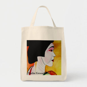 Tote Bag Geisha japonais avec kimono vert art original