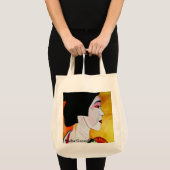 Tote Bag Geisha japonaise avec kimono vert art original (Devant (produit))