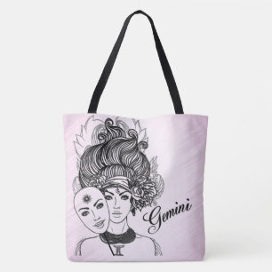 Tote Bag Gemini Masqué Lady Zodiac rose