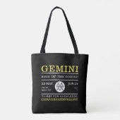 Tote Bag Gemini Sign of the Zodiac, astrologie (Dos)
