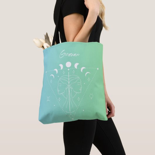 Tote Bag Gemini zodiaque horoscope étoile dégradé (De près)