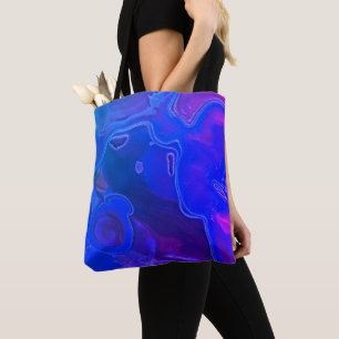 Tote Bag Gemstone Photo Bright Blue Neon Abstrait Gem